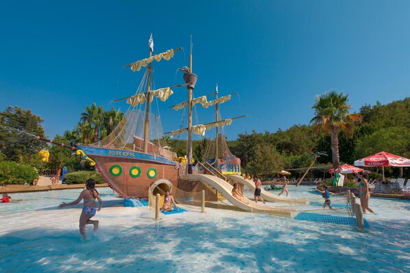Indoor pool, outdoor pool, pool umbrellas, sun loungers
