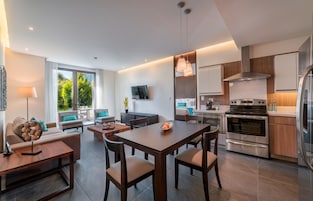 Premium Suite, Kitchen, City View | Private kitchen | Full-size fridge, microwave, stovetop, dishwasher