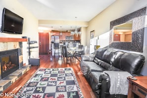 Panoramic Condo, 2 Bedrooms, Kitchen (Sun View - Top Floor) | Living area | Heated floors - BookCanmore (Canmore)