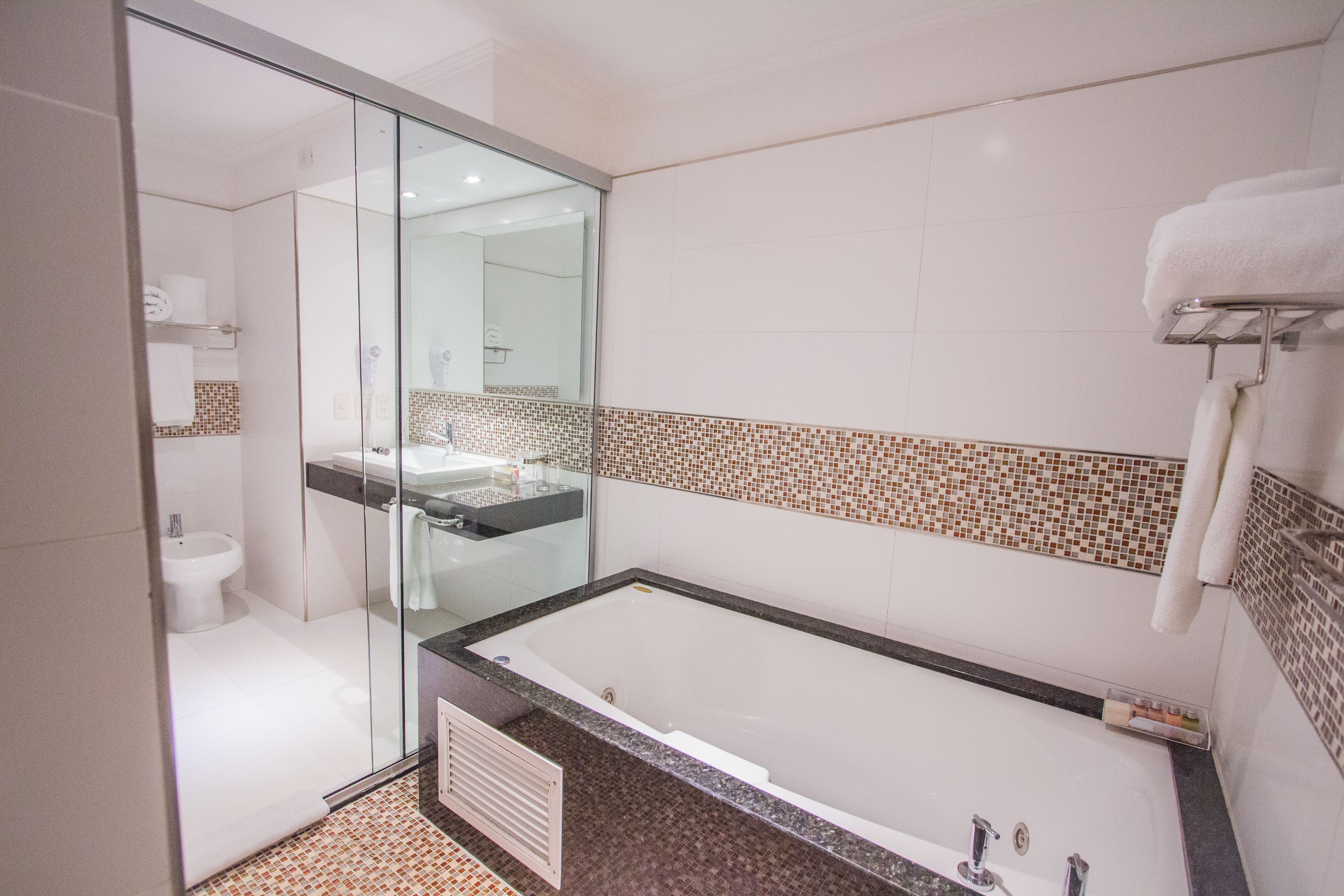 suite, river view | bathroom | shower, free toiletries, hair dryer, bidet
