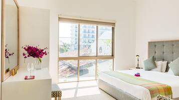 Premium bedding, pillow-top beds, desk, soundproofing