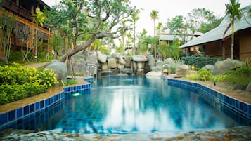 Outdoor pool, pool umbrellas