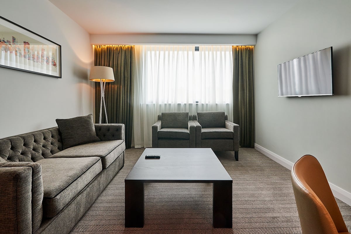 In-room safe, desk, laptop workspace, blackout curtains