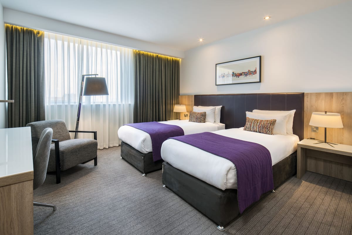 In-room safe, desk, laptop workspace, blackout curtains