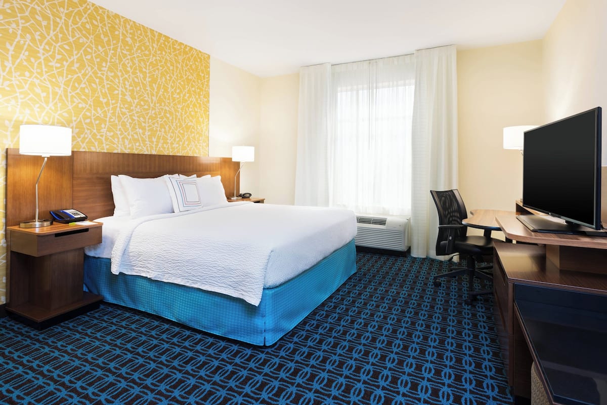 1 bedroom, desk, blackout curtains, iron/ironing board