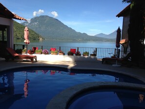 Outdoor pool, sun loungers