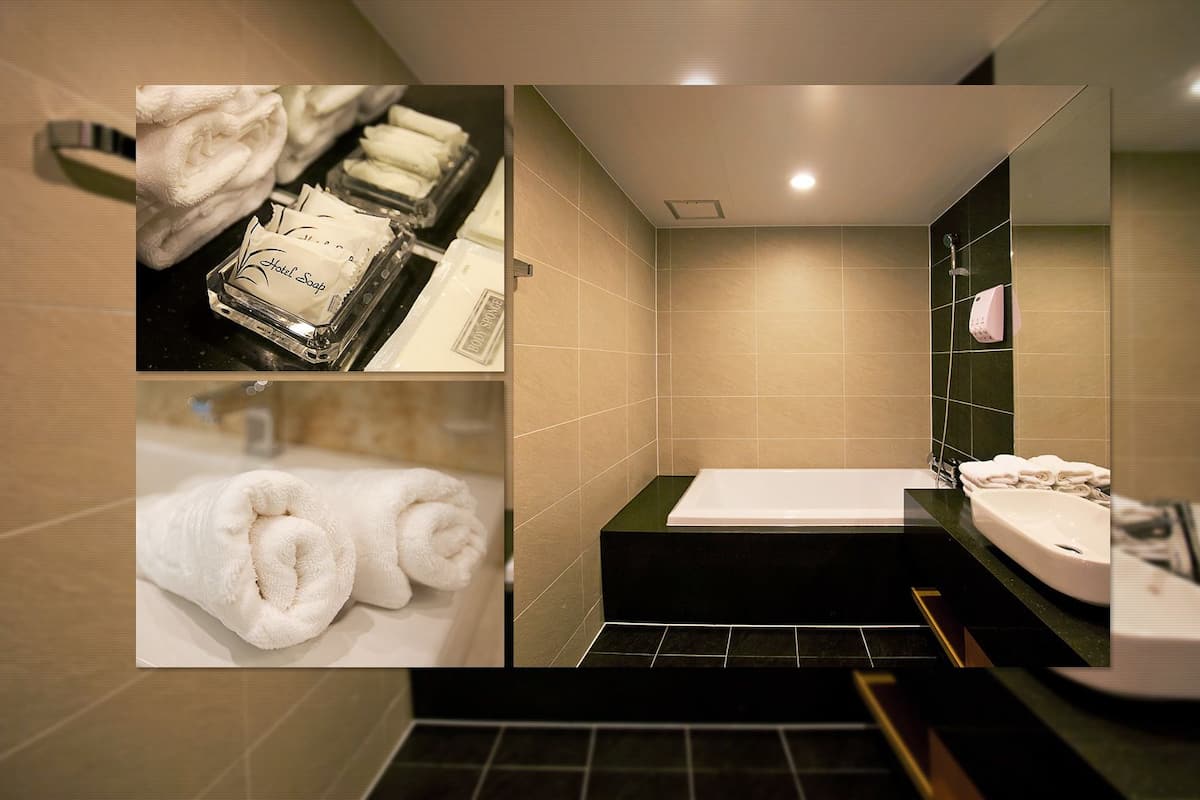 Daire | Banyo | Ücretsiz banyo/kozmetik ürünleri, saç kurutma makinesi, havlu