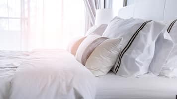 Premium bedding, individually decorated, desk, soundproofing