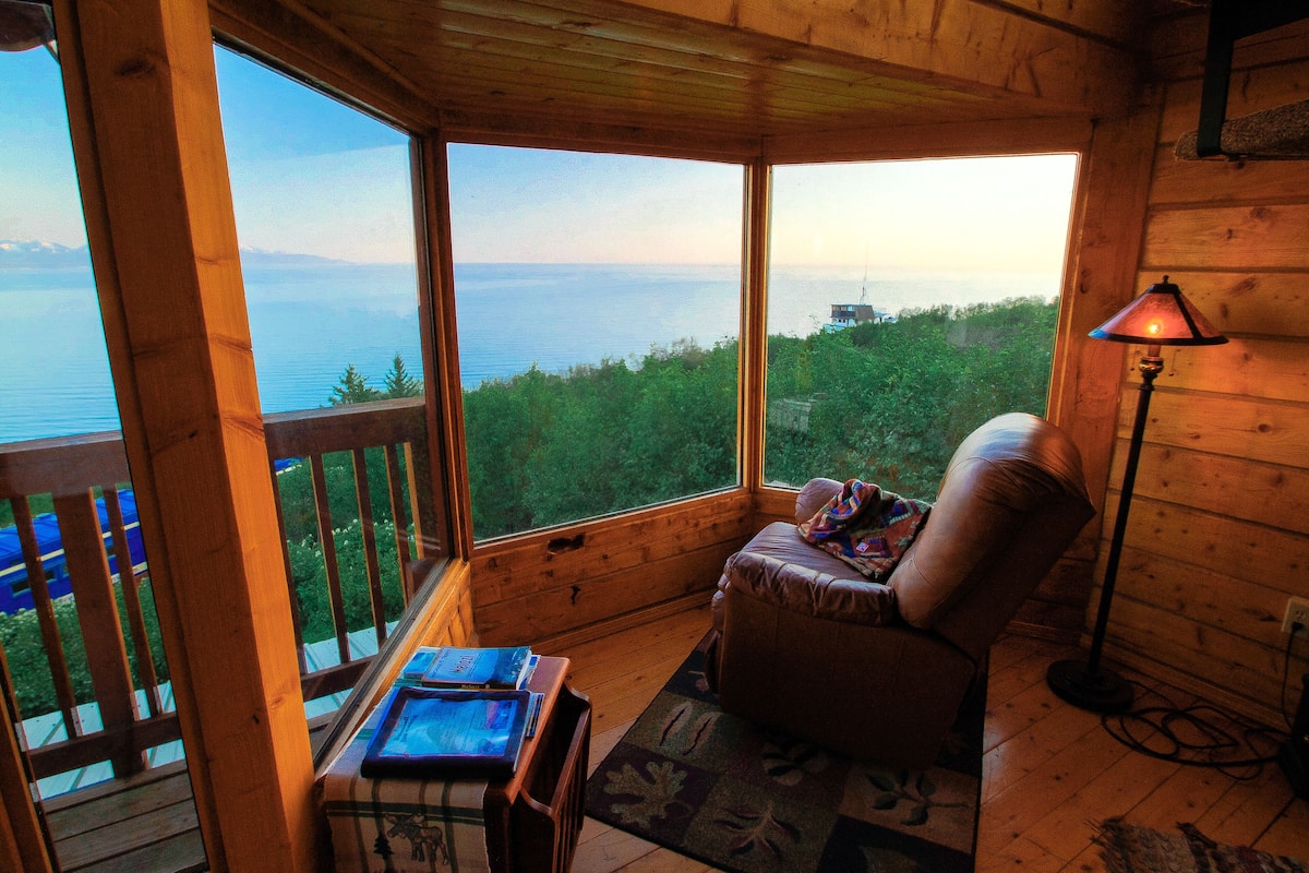 Cabana panorâmico, 2 quartos, cozinha, vista para o mar | Vista da sacada