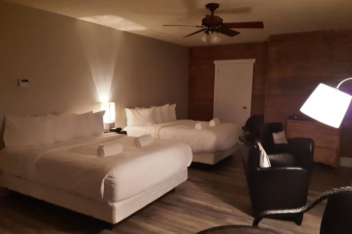 family suite, 2 queen beds, non smoking | hypo-allergenic bedding, desk, iron/ironing board, rollaway beds