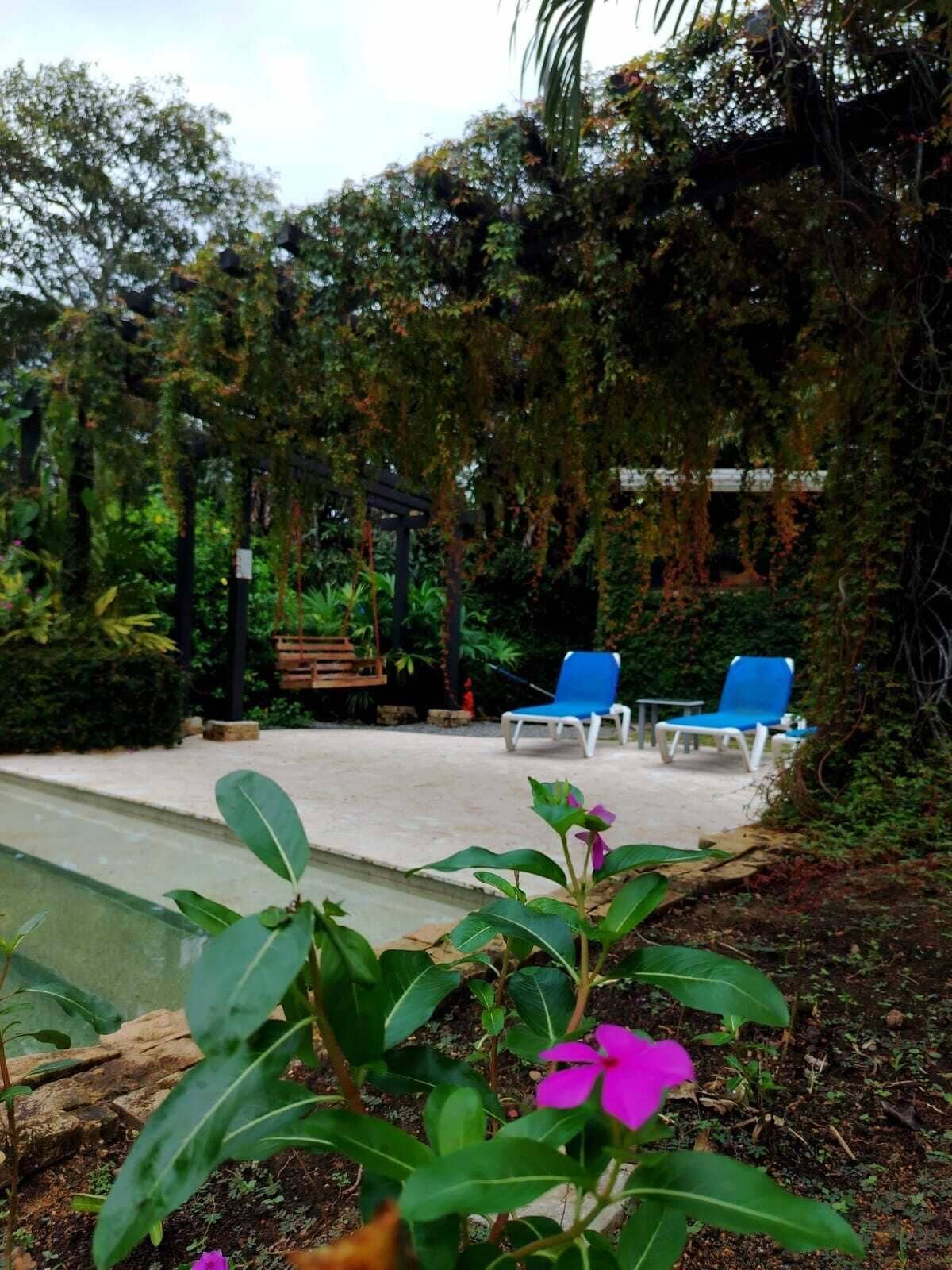 Una piscina al aire libre