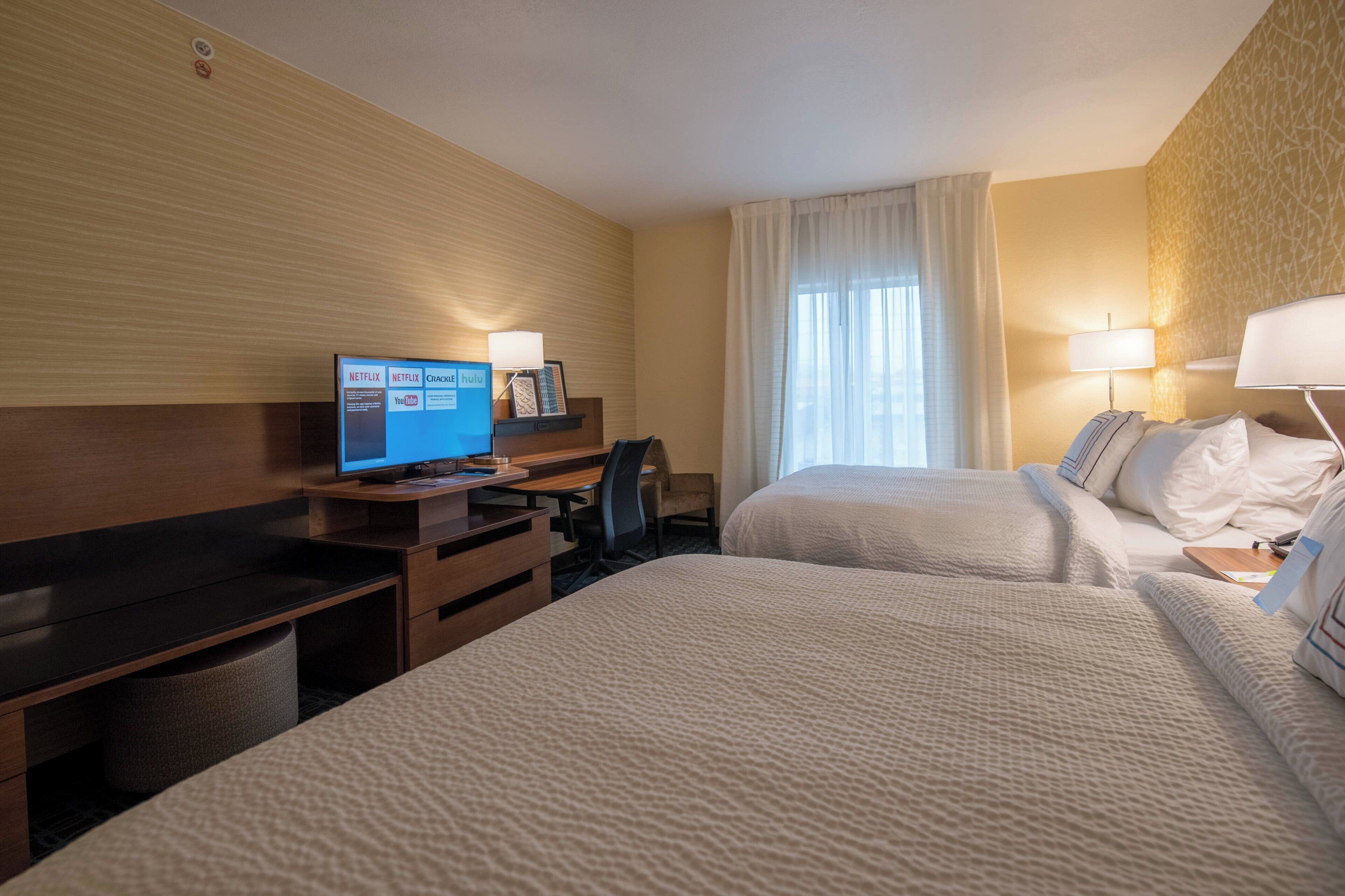 room, 2 queen beds, non smoking | premium bedding, desk, laptop workspace, blackout curtains