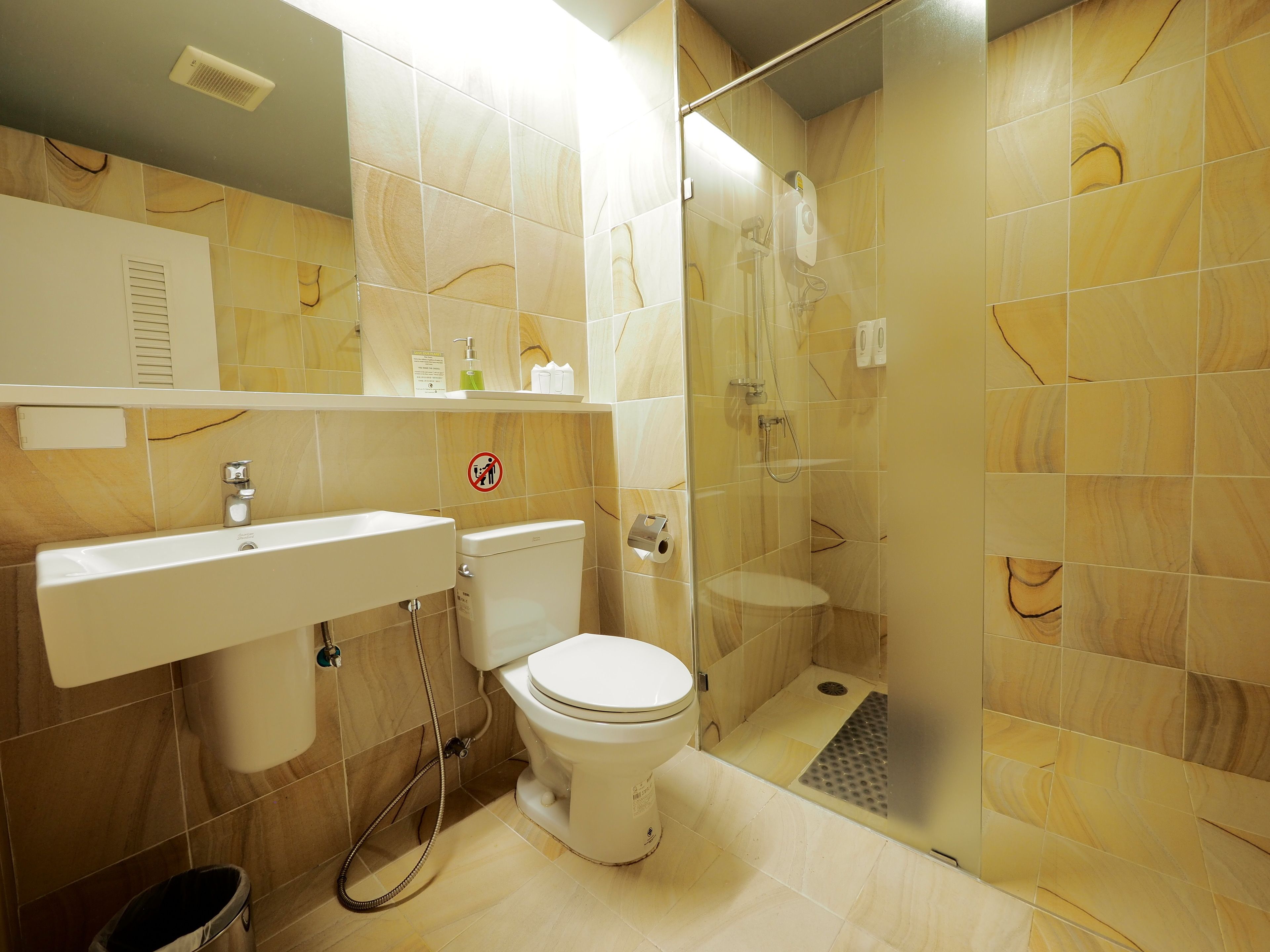 free toiletries, hair dryer, slippers, towels