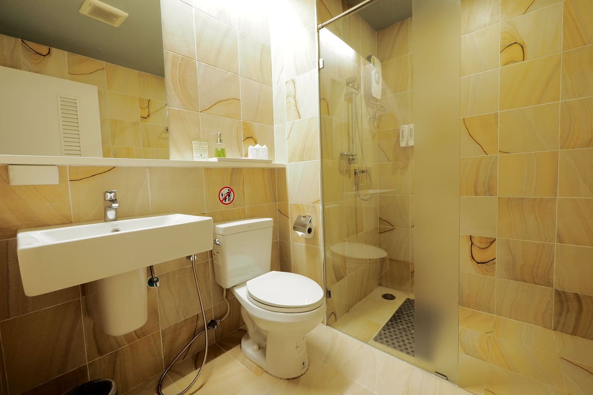 free toiletries, hair dryer, slippers, towels