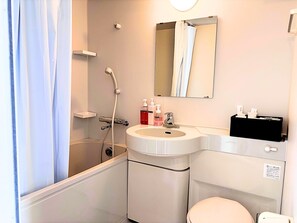 Deluxe Double or Twin Room, Private Bathroom, Sea View | Bathroom | Shower, free toiletries, hair dryer, towels - My Place - Hostel (Naha)