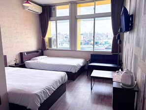 Deluxe Double or Twin Room, Private Bathroom, Sea View | Blackout curtains, soundproofing, iron/ironing board, free WiFi - My Place - Hostel (Naha)