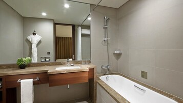 Hair dryer, bathrobes, slippers, bidet