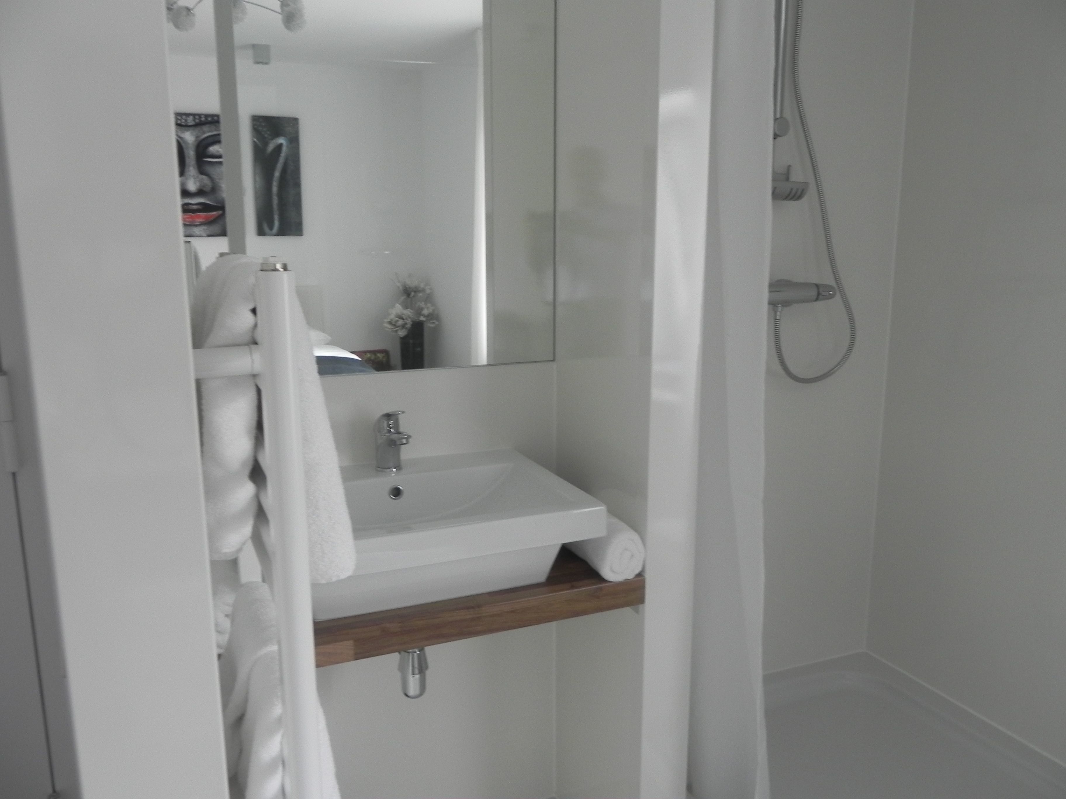 comfort double room | bathroom | shower, free toiletries, towels