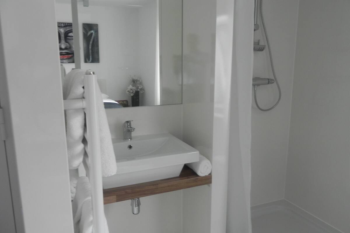 comfort double room | bathroom | shower, free toiletries, towels