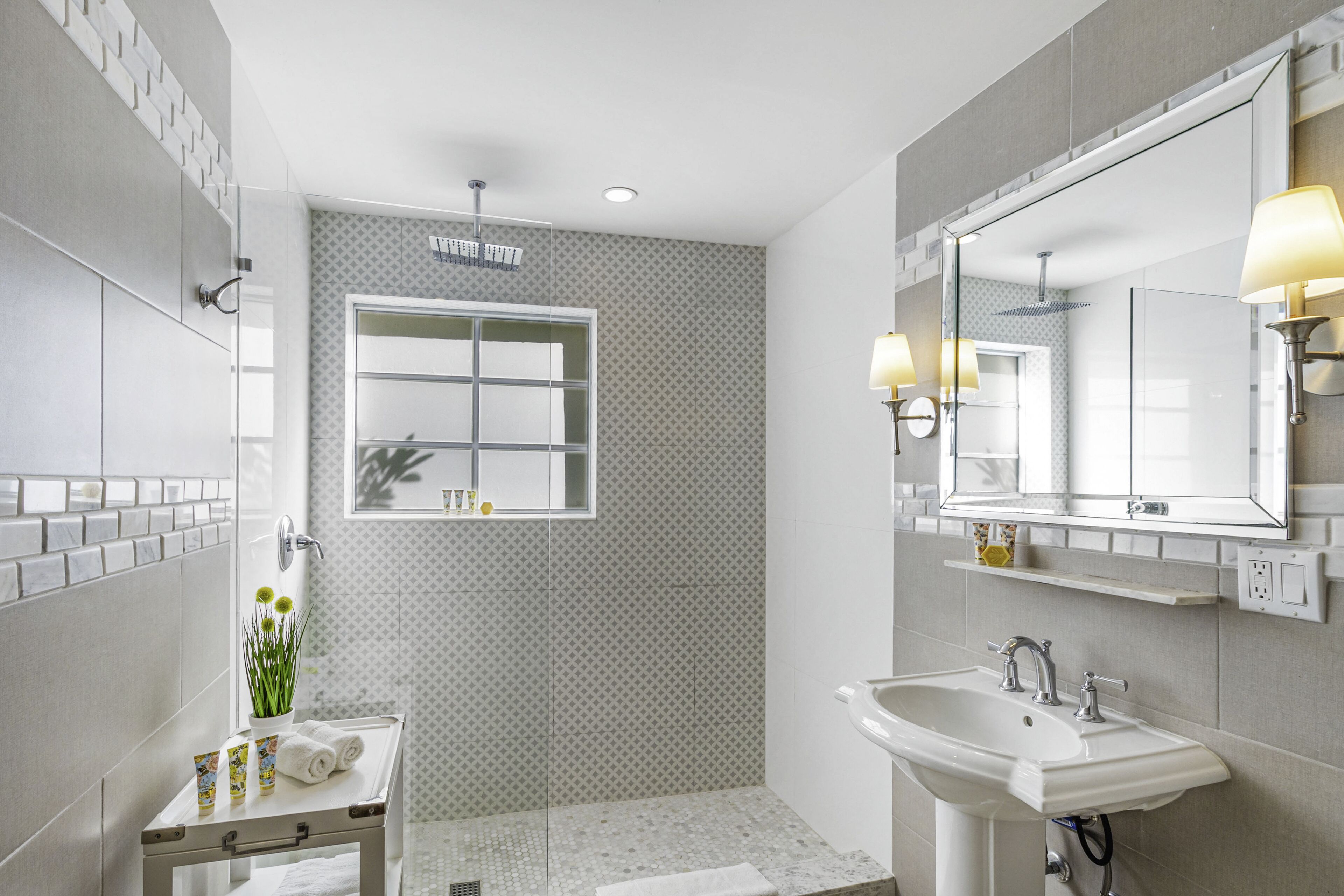 free toiletries, hair dryer, towels