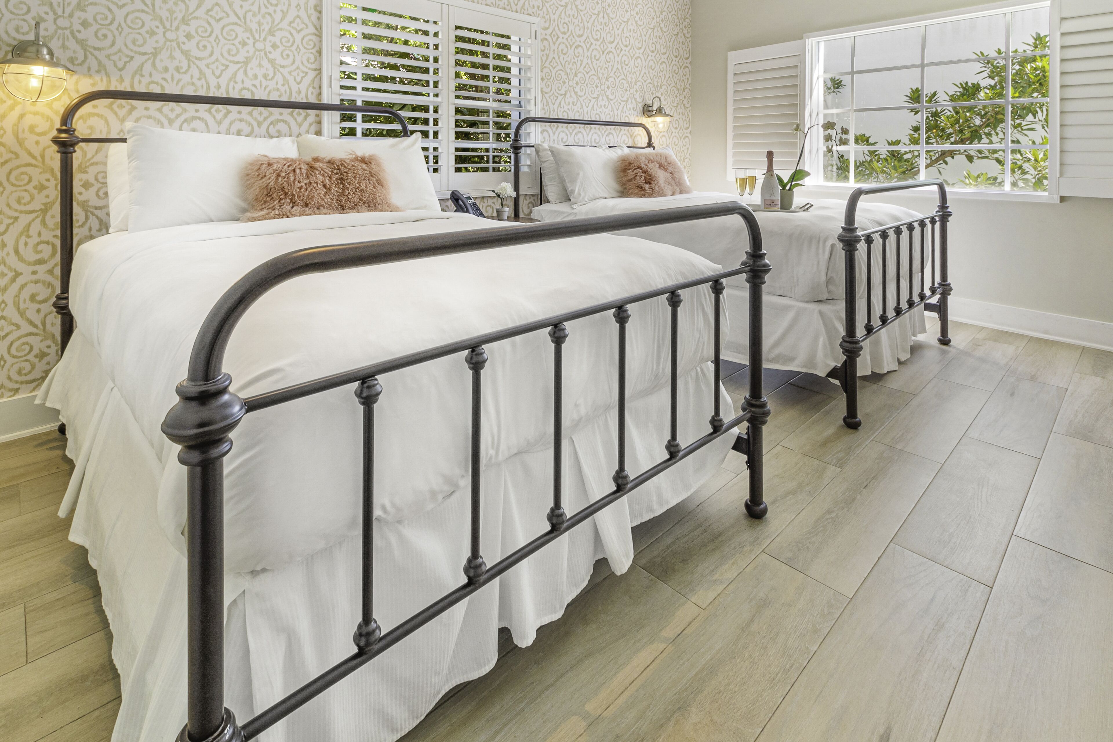 classic room, 2 double beds | premium bedding, in-room safe, individually decorated