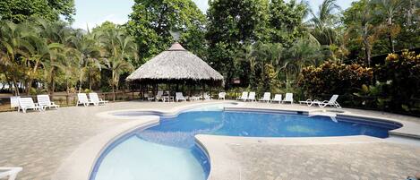 Outdoor pool, pool loungers