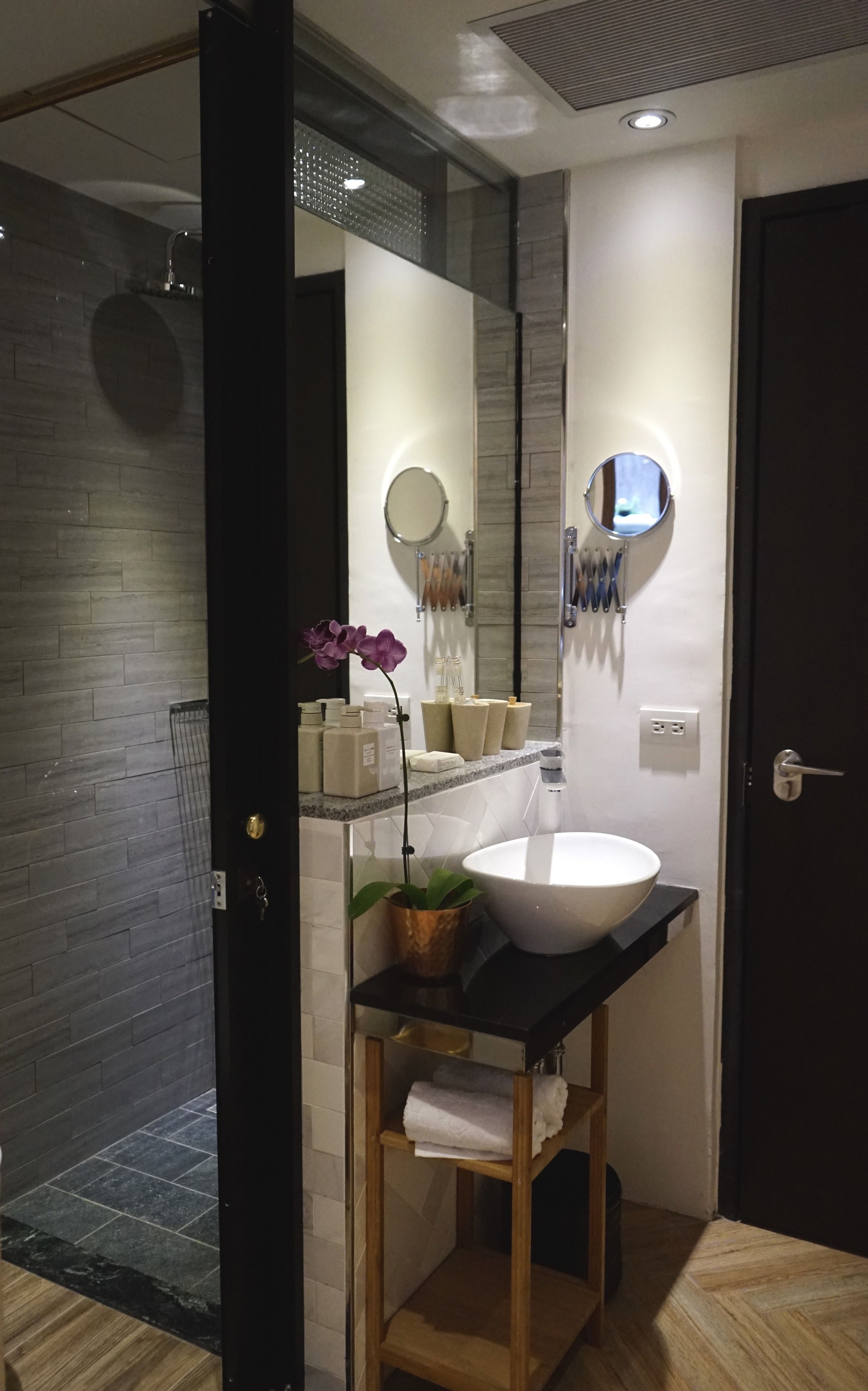 shower, free toiletries, hair dryer, slippers