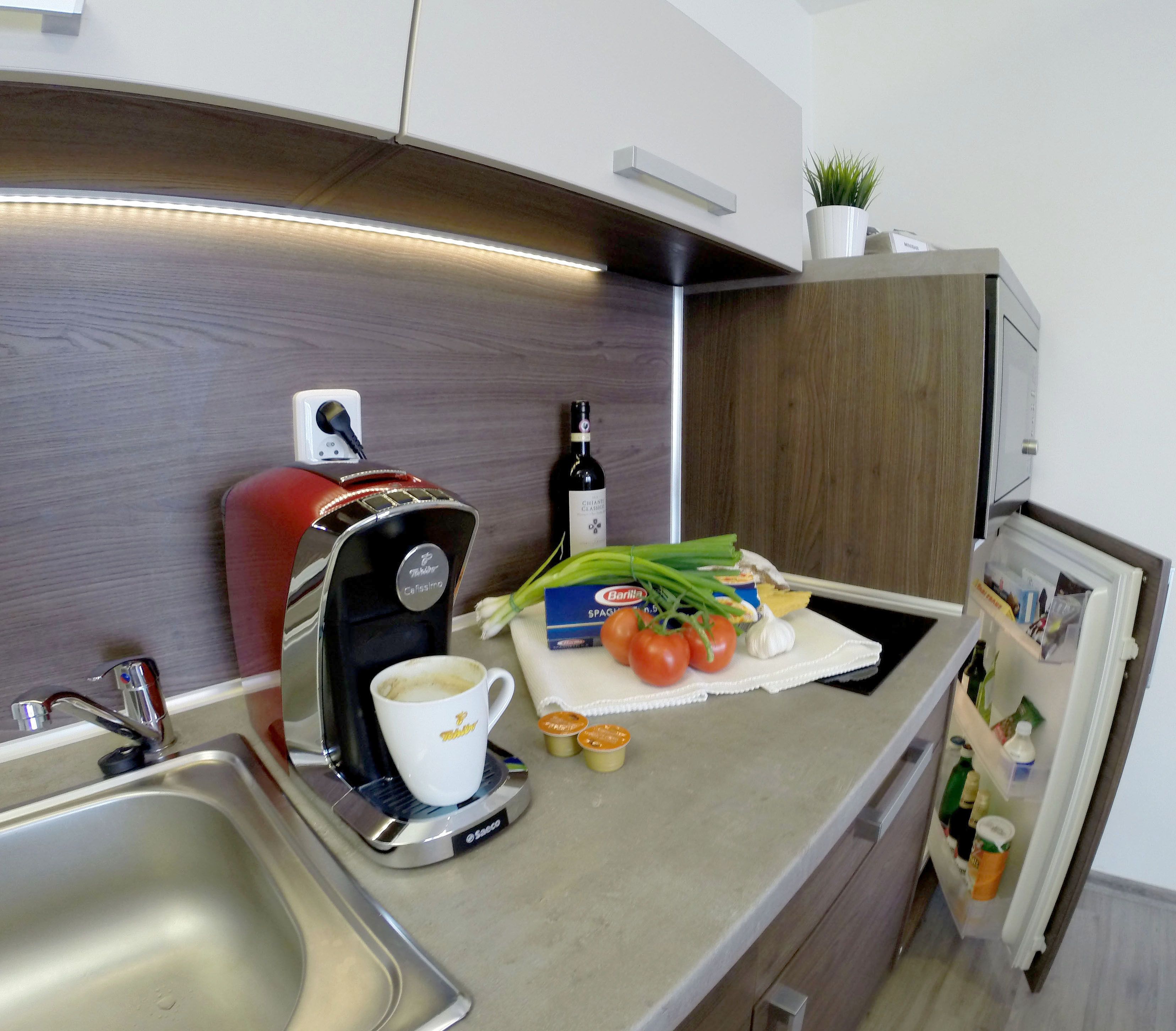 grand apartment | private kitchenette | full-sized fridge, microwave, stovetop, espresso maker