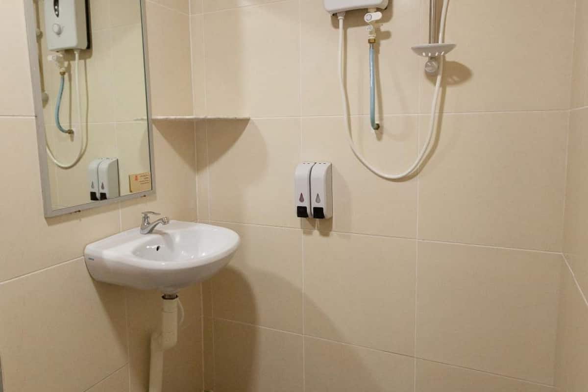 shower, free toiletries, hair dryer, slippers