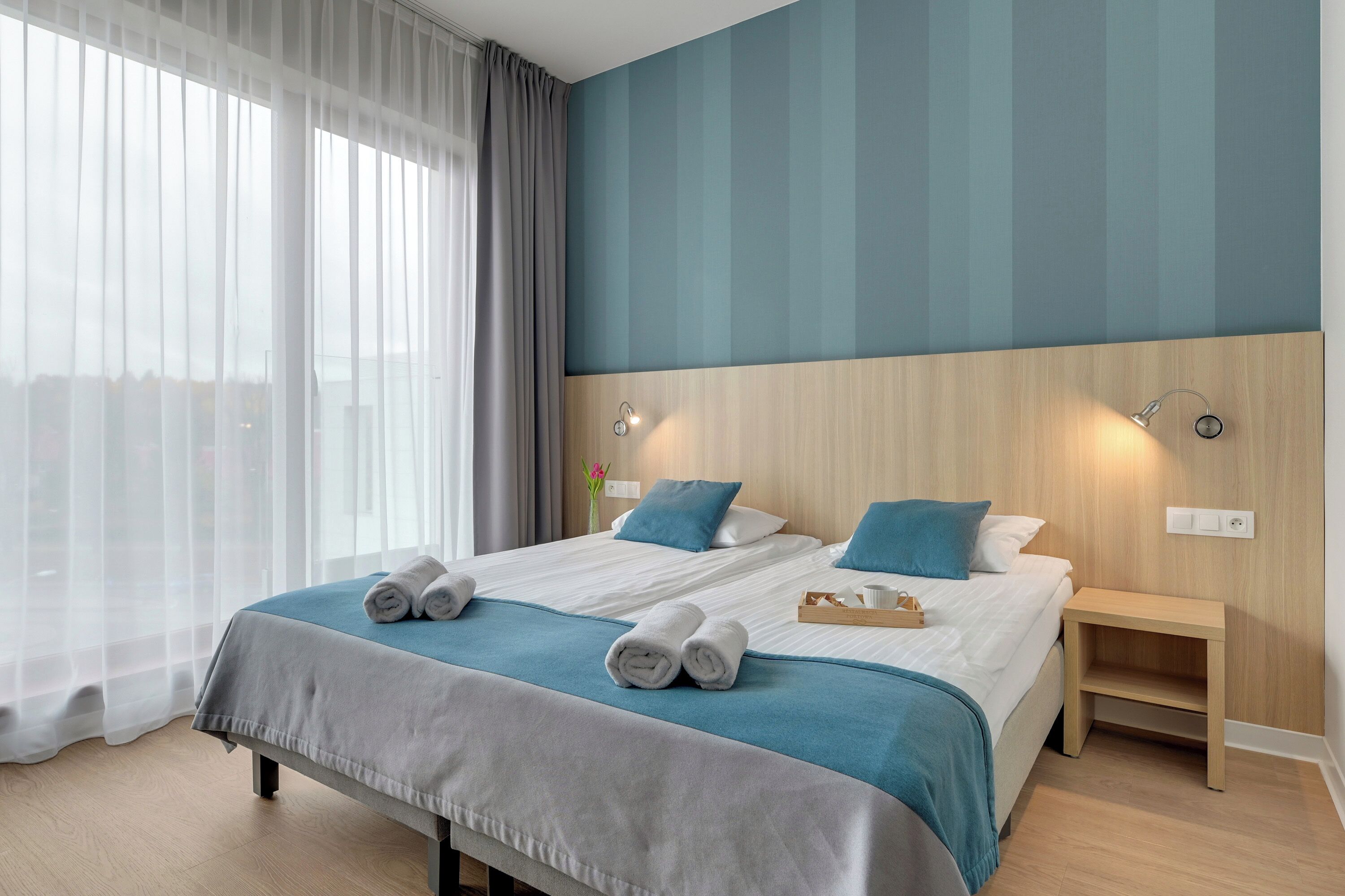 Desk, blackout curtains, iron/ironing board, free cots/infant beds