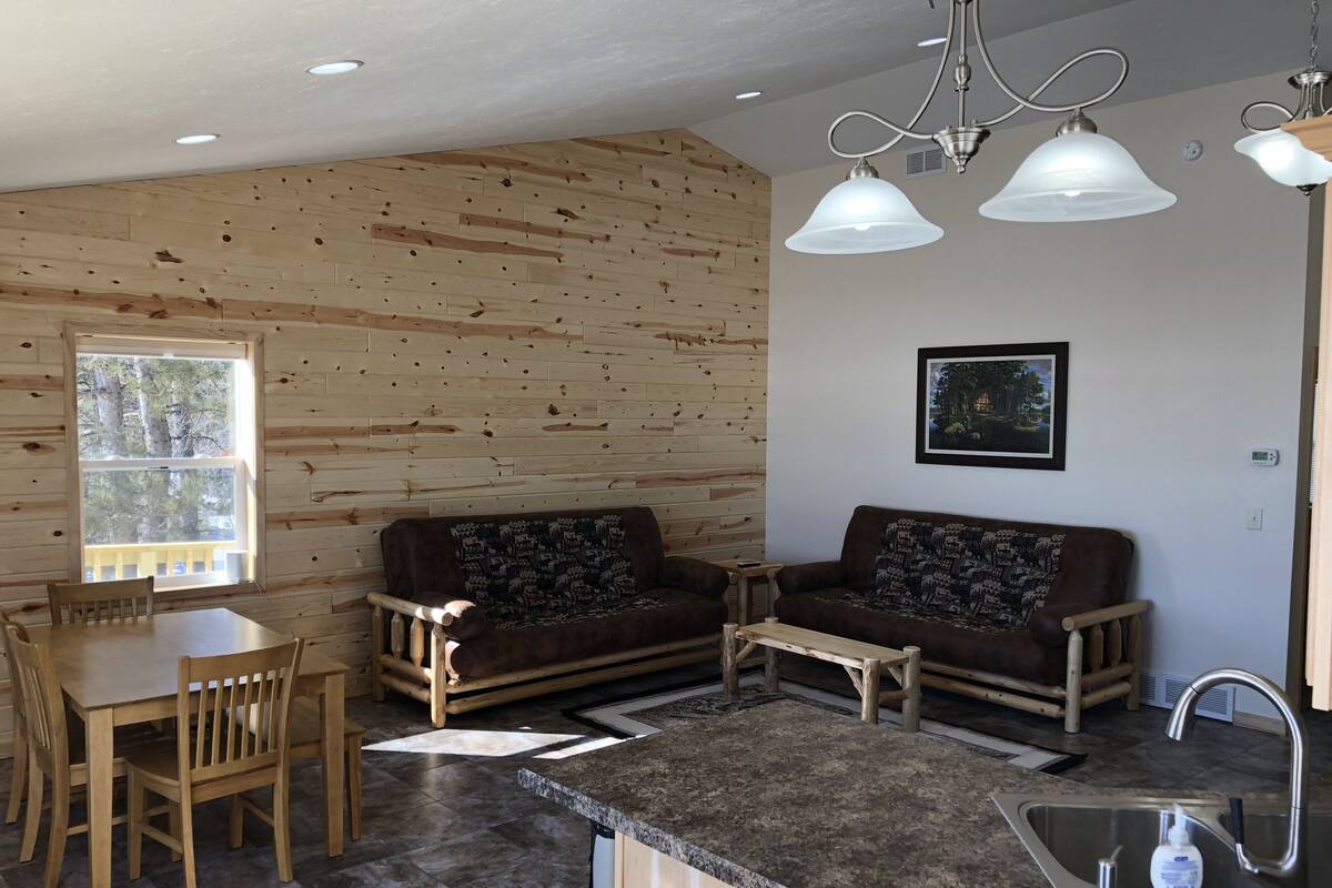 Family Cabin, 3 Bedrooms, Lake View | Living room | Flat-screen TV, DVD player
