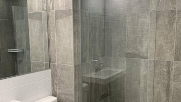 Standard Room, 2 Double Beds, Sea View | Bathroom | Free toiletries, hair dryer, bathrobes, heated floors