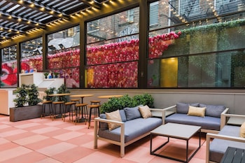Breakfast, lunch, dinner served; American cuisine, alfresco dining  at INNSiDE by Melia New York Nomad