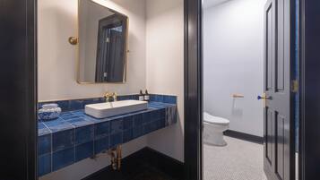 Habitación doble Deluxe | Baño | Tina con regadera, secadora de cabello, toallas