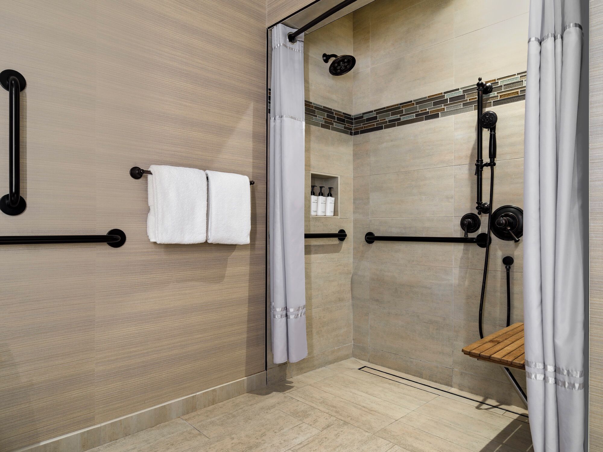 Hair dryer, bathrobes, towels, soap