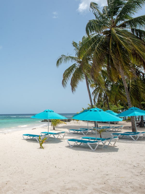 On the beach, white sand, beach towels