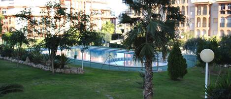 Outdoor pool, sun loungers