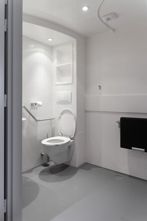 Buồng tắm vòi sen, vòi sen phun mưa, máy sấy tóc, khăn tắm