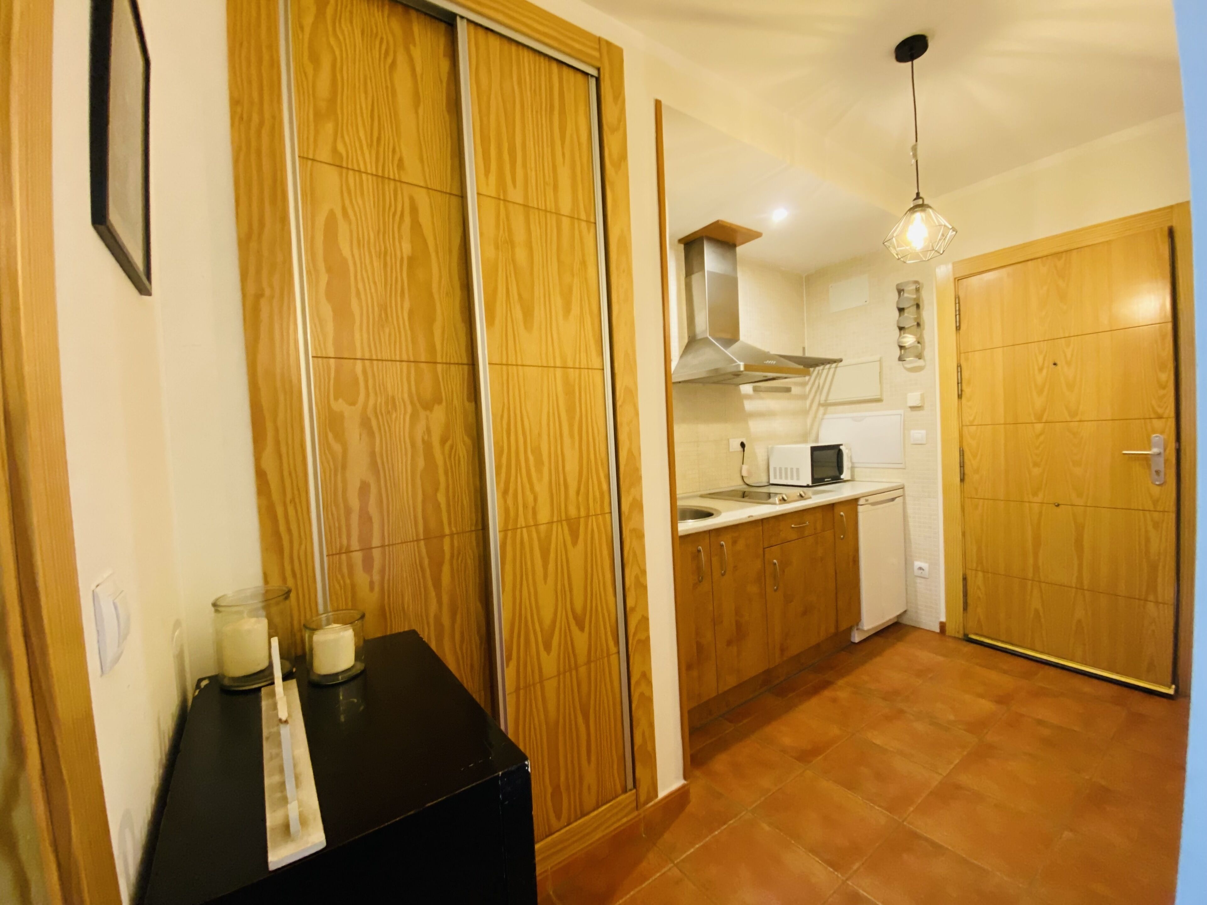 Apartamento estándar, 1 habitación | Cocina privada | Frigorífico grande, microondas, placa de cocina y cafetera o tetera