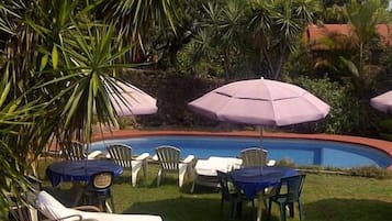 Outdoor pool, pool umbrellas