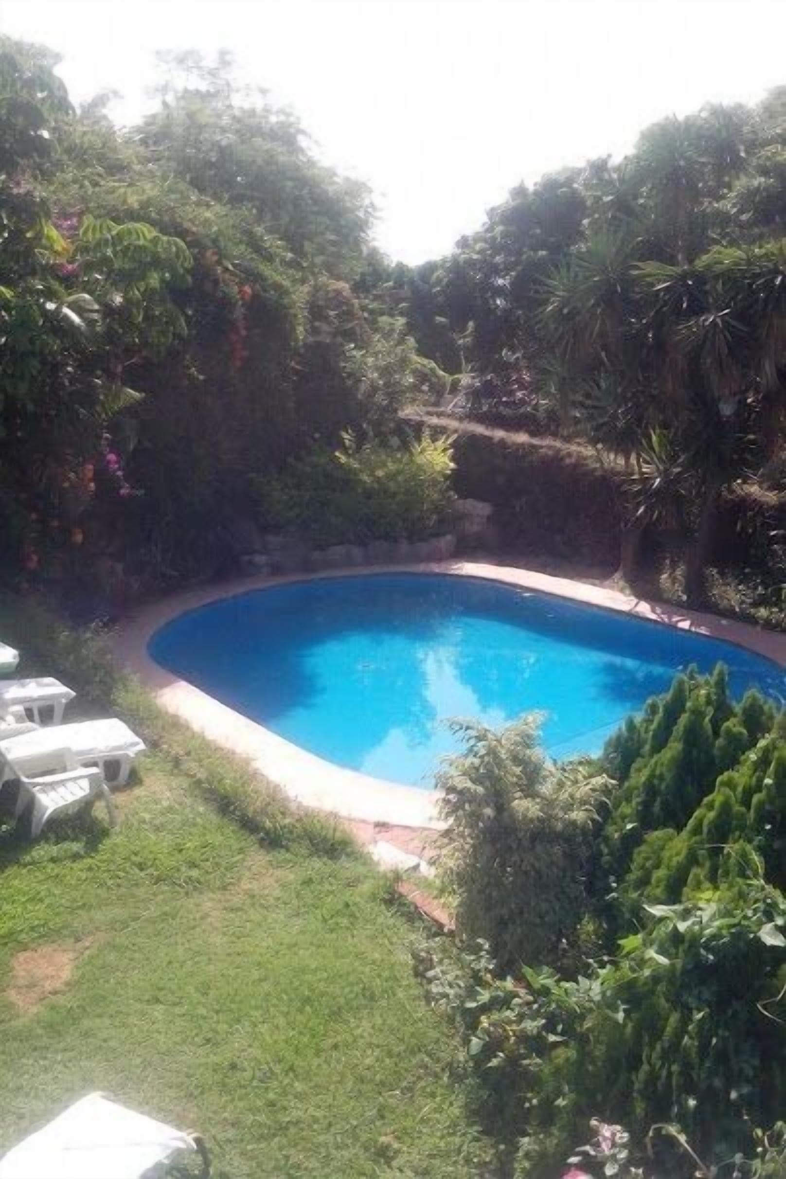Outdoor pool, pool umbrellas