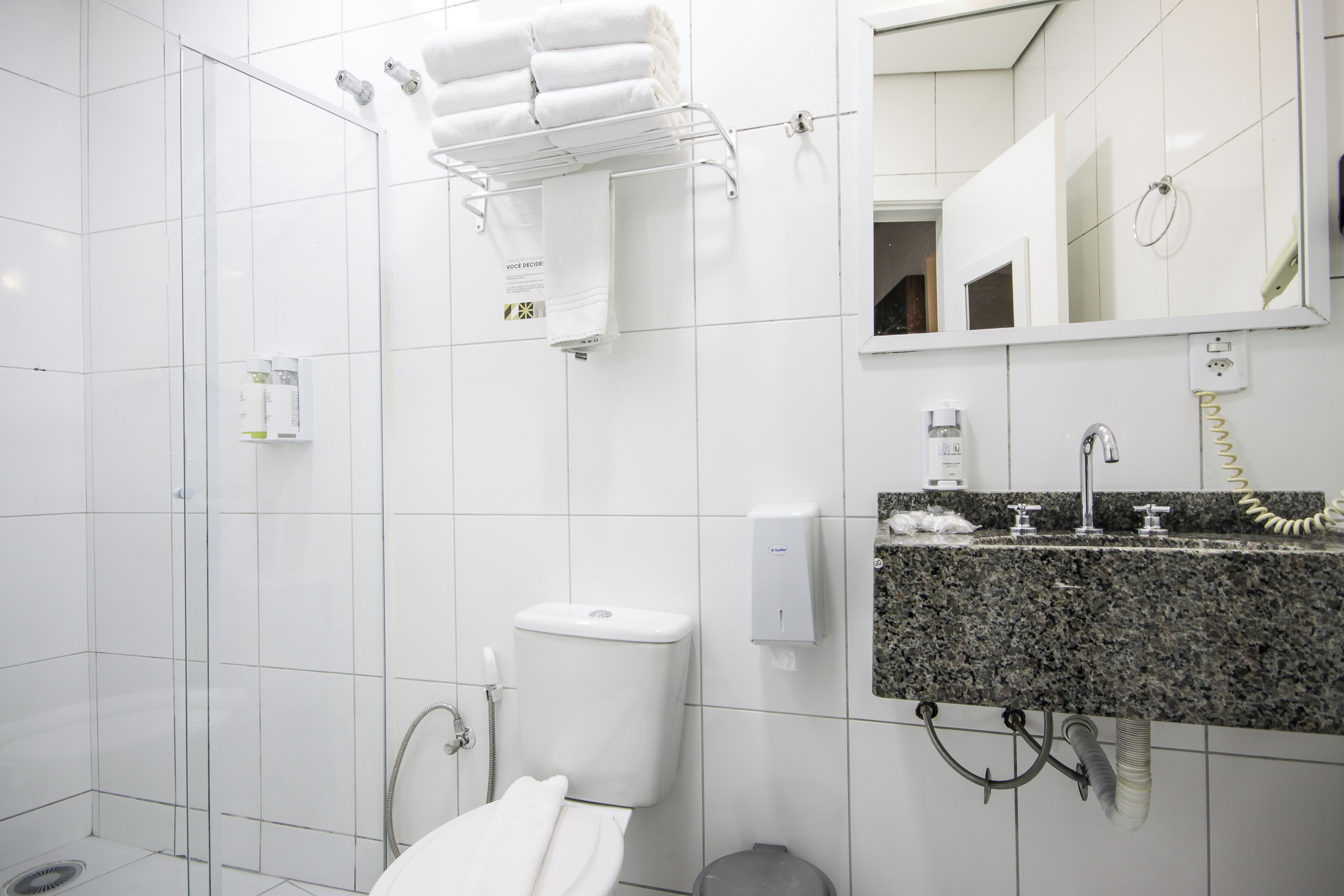 superior quadruple room | bathroom | shower, hair dryer, towels, soap