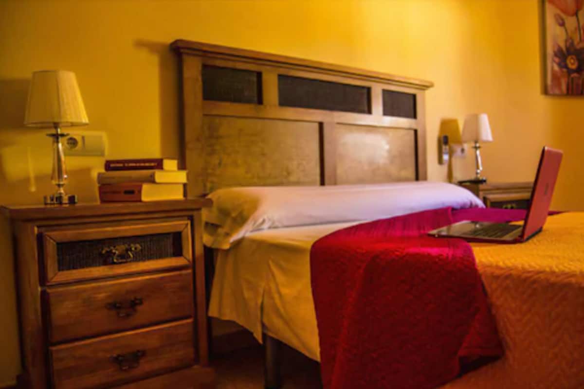 Chambre Double ou avec lits jumeaux | Bureau, rideaux occultants, fer et planche à repasser