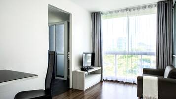 Minibar, desk, blackout drapes, soundproofing