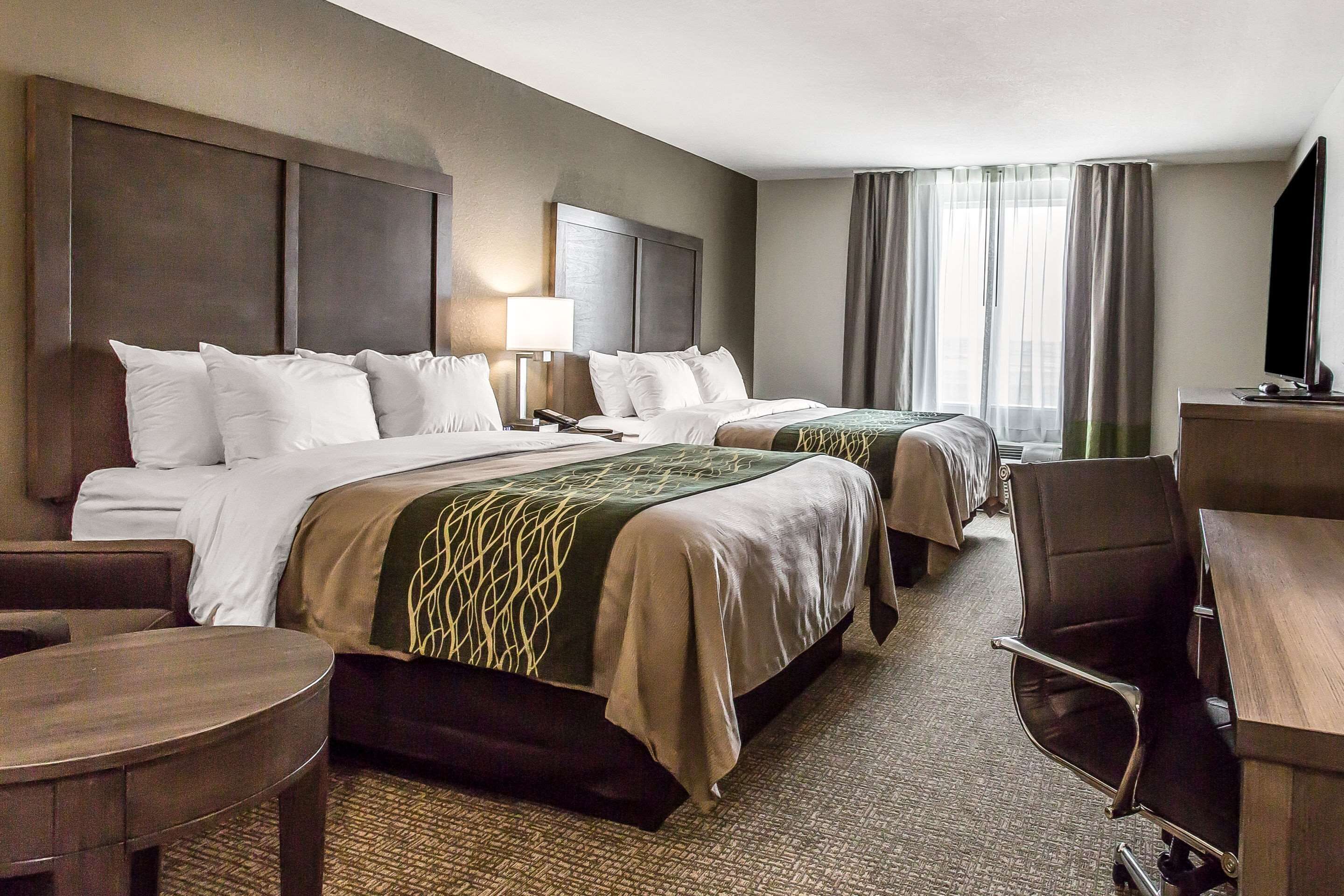 standard room, 2 queen beds, non smoking | 1 bedroom, premium bedding, desk, blackout curtains