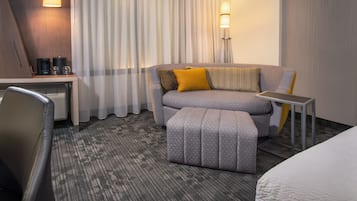 Premium bedding, desk, blackout curtains, iron/ironing board