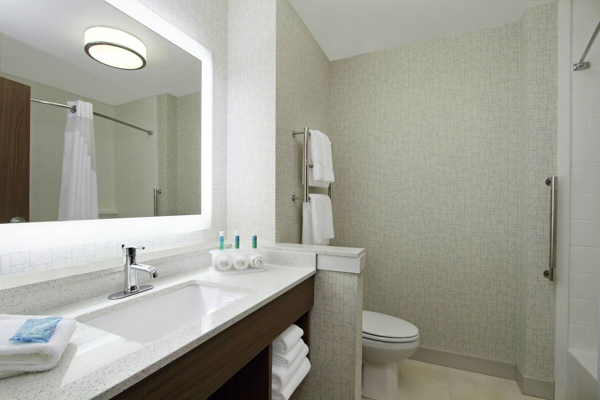 Free toiletries, hair dryer, towels