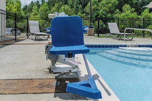 Outdoor pool, pool loungers
