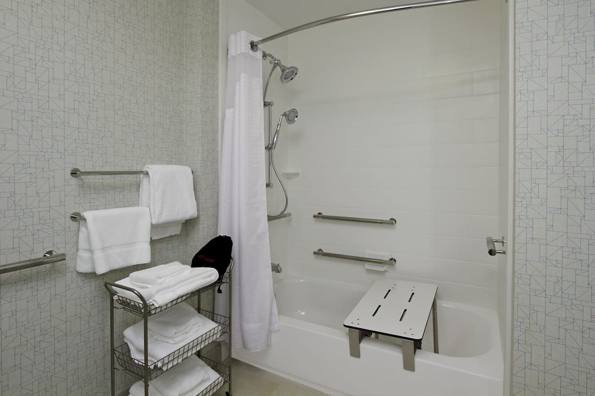 Free toiletries, hair dryer, towels