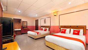 Desk, iron/ironing board, rollaway beds, bed sheets